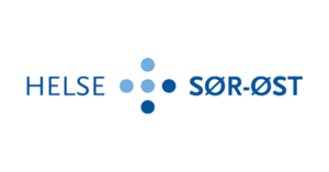 Helse sør-øst logo: Blue letters on white background