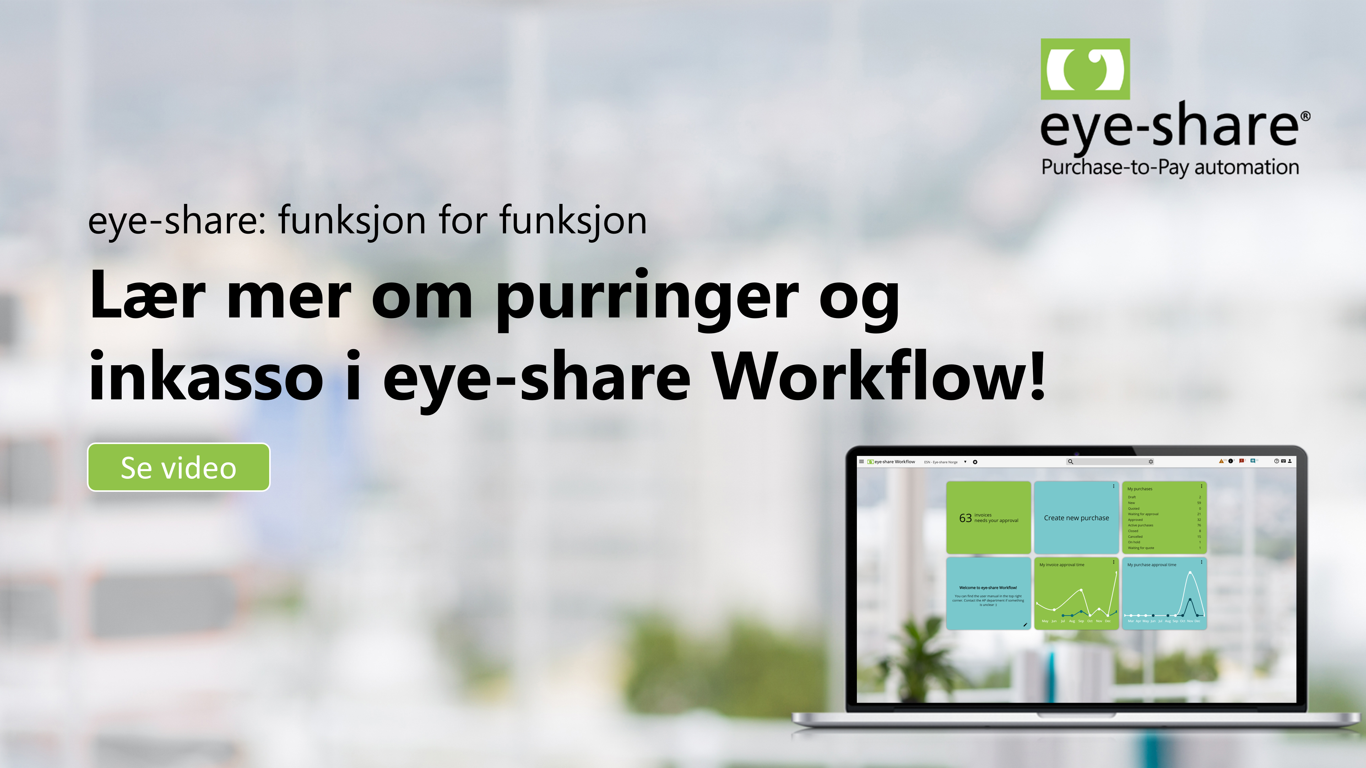 Thumbnail Purringer og inkasso eye-share Workflow funksjon for funksjon. Bilde av laptop som viser eye-share Workflow.