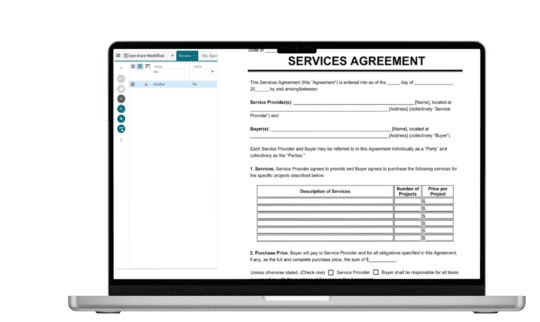 Mockup desktop showing eye-share Workflow Contract module